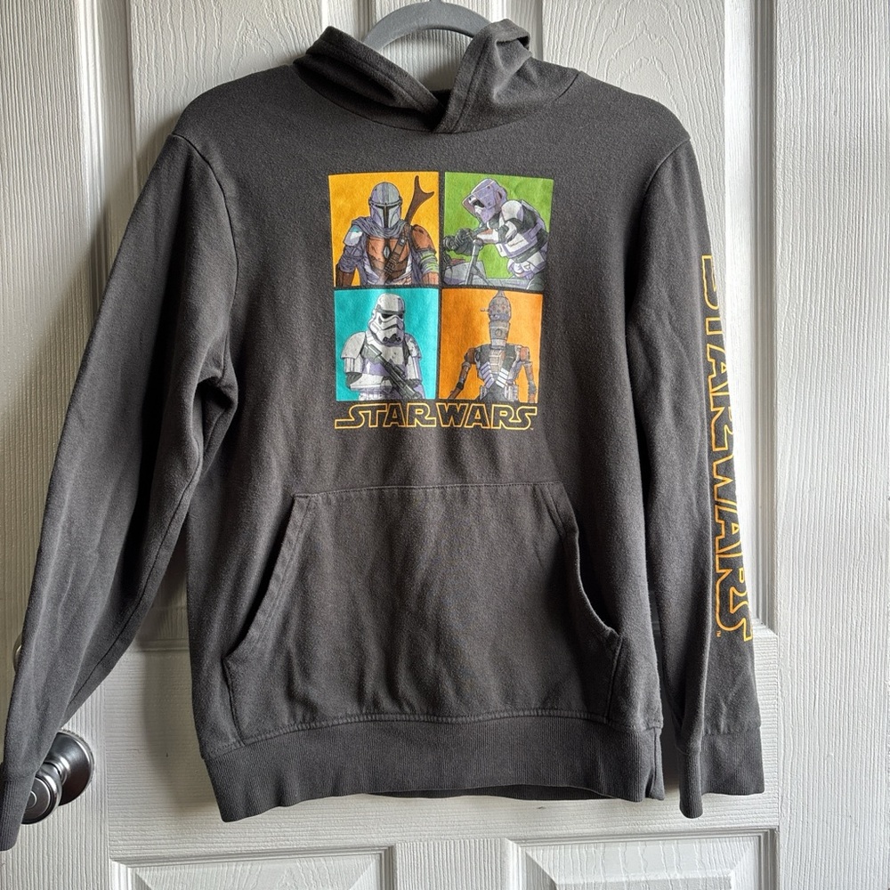 ✨Star Wars Graphic Print Pullover Hoodie Sweatshirt Gray Size XL